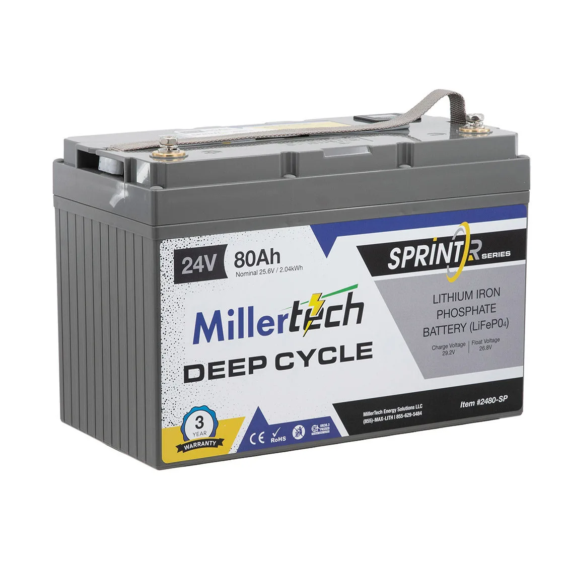 MillerTech SprintR Series 24V 80Ah Battery — MT-2480SP
