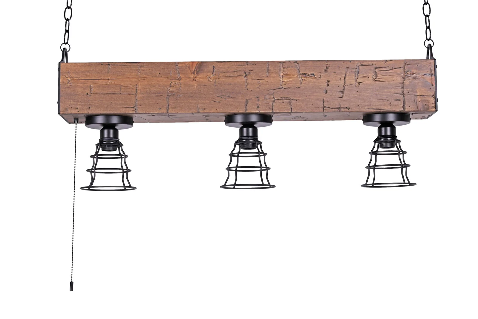 Hand-Hewn Beam Chandelier 3-Bulb