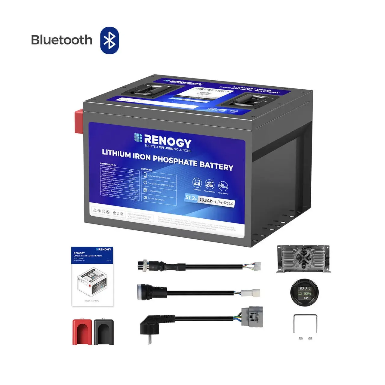 Renogy 51.2V 105Ah Golf Cart Lithium Iron Phosphate Battery