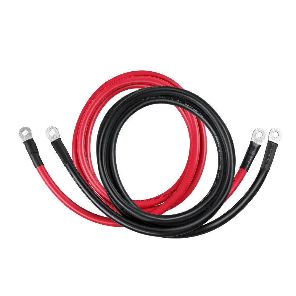 RIVCB8FT1 - Renogy 1AWG 8Ft Copper Battery Inverter Cables for 3/8Inch Lugs (Pair)
