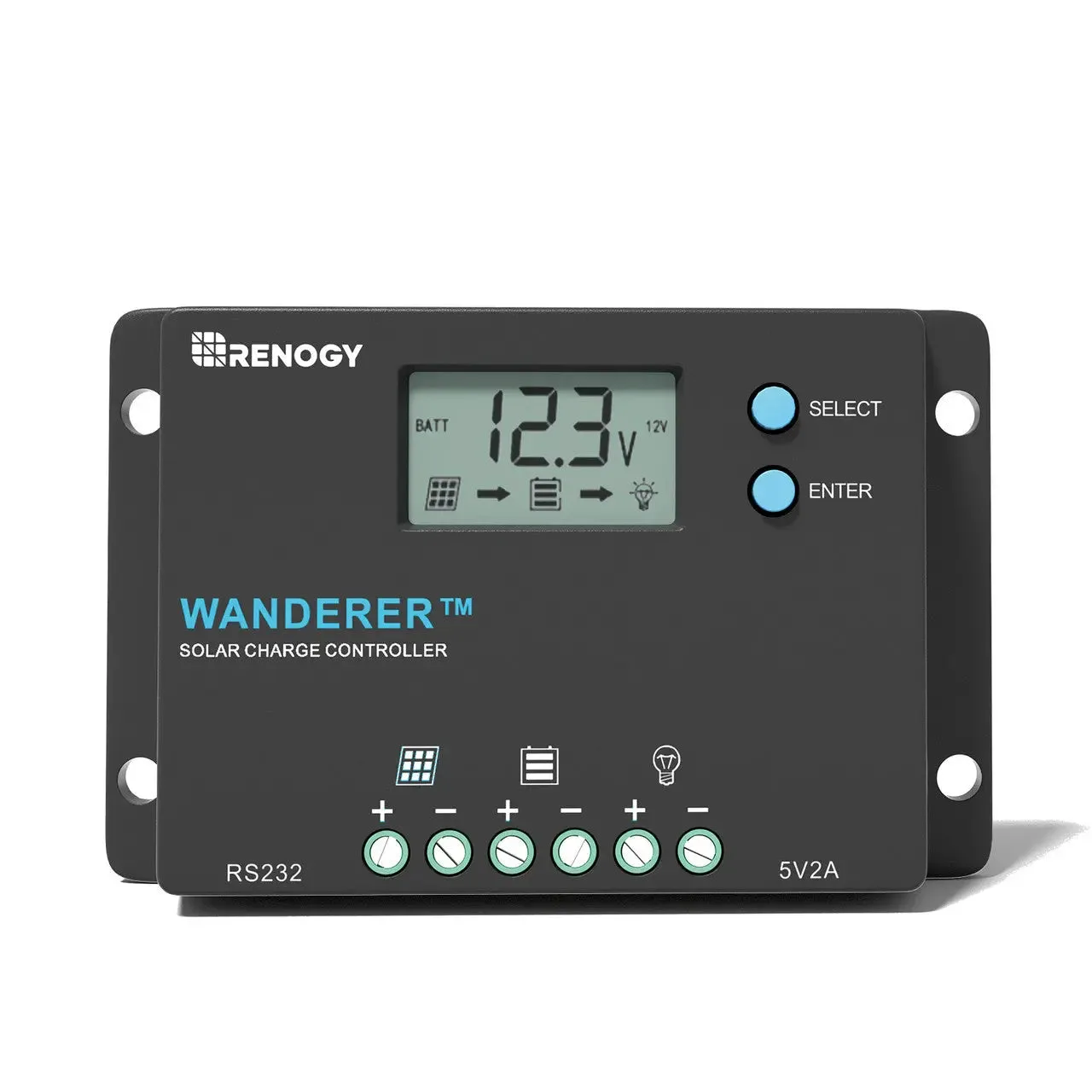 Wanderer 30 Amp 12V PWM Negative Ground Solar Charge Controller
